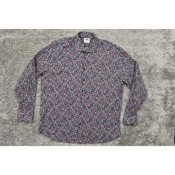 Dan Roma 2XL Cotton Shirt Multicolor Long Sleeve Made in Italy Floral - Picture 3 of 7